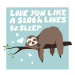 Ilustrace Cute Greeting card with sloth with, Liliya Sudakova, 40 × 40 cm