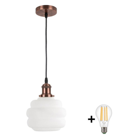 Brilagi - LED Lustr na lanku RETRO GLASS 1xE27/60W/230V pr. 20 cm měděná/bílá NSTK7639+AI0179