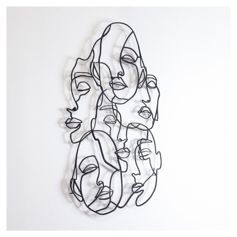 Wallity Nástěnná kovová dekorace Faces Line Art černá