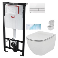 ALCADRAIN Sádromodul předstěnový instalační systém s bílým tlačítkem M1710 + WC Ideal Standard T