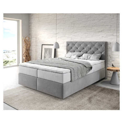 DELIFE Boxspring postel Dream-Great 140x200 cm mikrovlákno šedá s taštičková pružina matrace a v