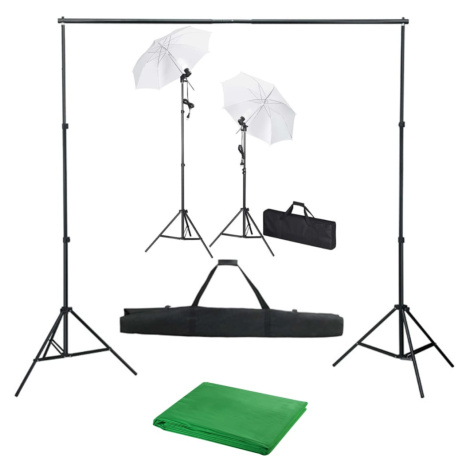 vidaXL Foto studio set s fotopozadím, osvětlením a deštníky