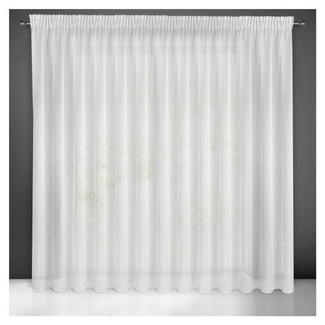 Dekorační vzorovaná záclona s řasící páskou se zadním tunýlkem PAULA bílá/stříbrná 400x250 cm My