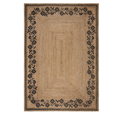 Flair Rugs koberce Kusový koberec Printed Jute Maisie Natural/Black Rozměry koberců: 80x150