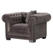 Dekoria Křeslo Chesterfield Classic Velvet Dark Grey 118x96x77cm, 118 x 96 x 77 cm