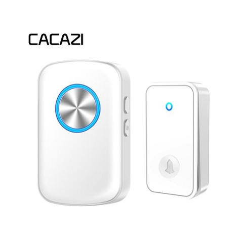 CACAZI FA28 Bezdrátový bezbateriový zvonek – 1× přijímač + 1× tlačítko - bílý