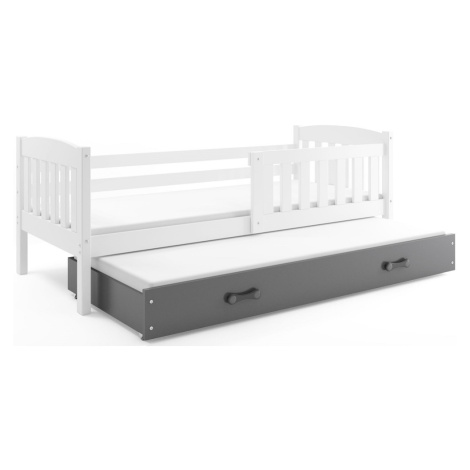 BMS Dětská postel KUBUŠ 2 s přistýlkou | bílá Barva: bílá / šedá, Rozměr: 190 x 80 cm
