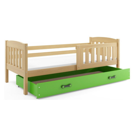 Dětská postel KUBUS s úložným prostorem 80x160 cm - borovice Zelená BMS