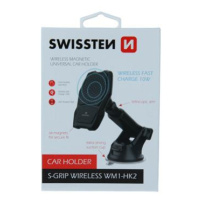 Magnetický držák do auta Swissten s bezdrátovým nabíjením S-GRIP WM1-HK2, černá