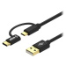 AlzaPower Core 2in1 USB-A to Micro USB/USB-C 1m černý