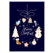 Ilustrace New Year's card. Hanging Christmas tree, OLiAN, 26.7 × 40 cm