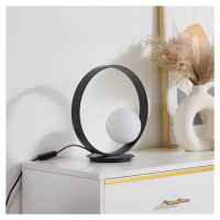 Lucande Stolní lampa Lucande Luneo LED, ve tvaru kruhu, černá/opálová