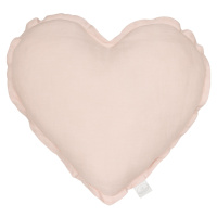 Cotton & Sweets Lněný polštář srdce pudrově růžová 44cm