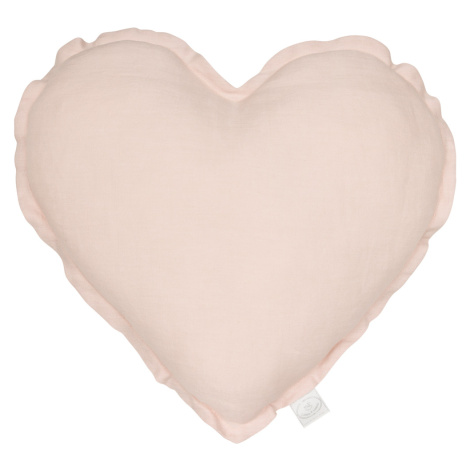 Cotton &amp; Sweets Lněný polštář srdce pudrově růžová 44cm