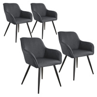tectake 404087 4x židle marilyn lněný vzhled - tmavě šedá-černá - tmavě šedá-černá