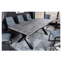 Estila Industriální jídelní stůl Garret ze dřeva v provedení divoký dub šedé barvy as černýma no