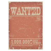 Ilustrace Wanted Poster On Red Grunge Background, bennyb, 30 × 40 cm