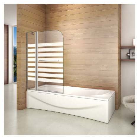 H K Vanová zástěna S2 STRIPE 120x140 dvoudílná sklopná, čiré sklo se vzorem, varianta levá SE-S2