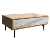 Delife Konferenční stolek Kleo 80 × 60 cm, přírodní akácie, 2 šuplíky