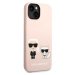 Karl Lagerfeld and Choupette Liquid Silicone kryt iPhone 14 Plus růžový