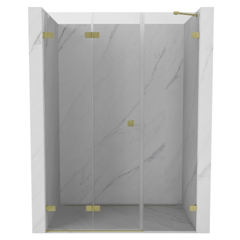MEXEN/S Lunar-F skládací sprchové dveře levé 110, transparent, zlatá kartáčovaná 836S-110-050-55