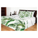 Bílý přehoz na postel se zelenými listy