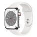 Apple Watch Series 8 45mm Cellular Stříbrný nerez s hvězdně bílým sportovním řemínkem