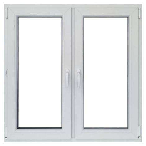 Okno dvoukřídlé 116,5x113,5cm symetrické bílé/zlatý dub BAUMAX