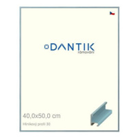 DANTIK rámeček 40 × 50, ALU profil 6030 Dýha barevný modrý pastel plexi čiré