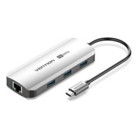 Vention 6-in-1 USB-C to HDMI/USB 3.0 x3/RJ45/PD Docking Station 0.15M Gray Aluminum Alloy Type