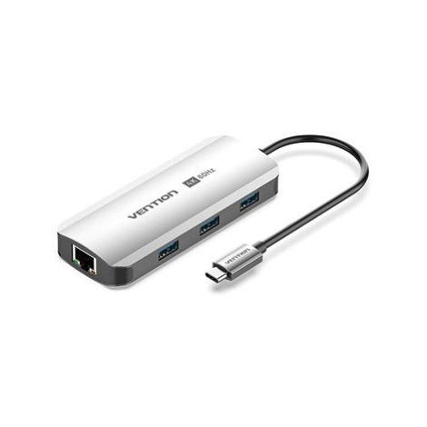 Vention 6-in-1 USB-C to HDMI/USB 3.0 x3/RJ45/PD Docking Station 0.15M Gray Aluminum Alloy Type