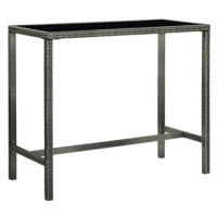 Zahradní barový stůl šedý 130 × 60 × 110 cm polyratan a sklo, 313462