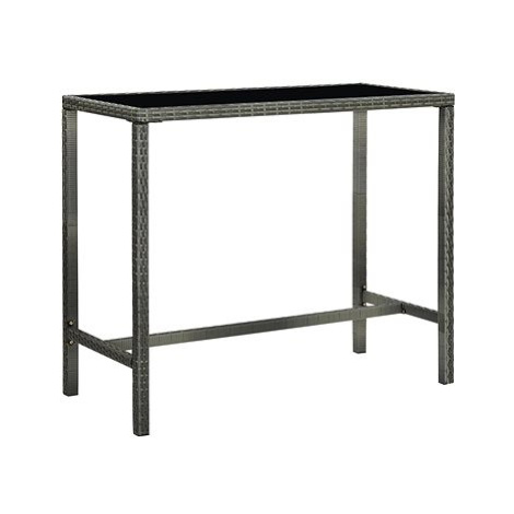 Zahradní barový stůl šedý 130 × 60 × 110 cm polyratan a sklo, 313462 SHUMEE