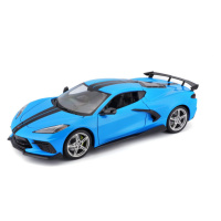 MAISTO - 2020 Chevrolet Corvette Stingray Coupe (High Wing), modrá, 1:18