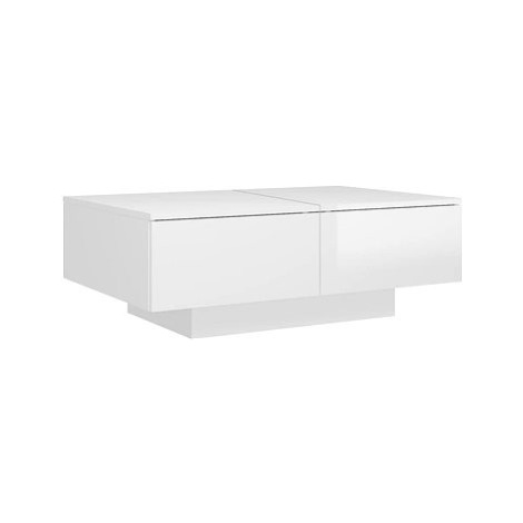 Shumee Konferenční stolek bílý vysoký lesk 90 × 60 × 31 cm dřevotříska