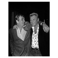 Fotografie Jean Paul Belmondo and Johnny Hallyday at the King Club, 30 × 40 cm