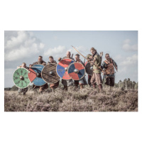 Umělecký tisk Weapon wielding viking warriors in formation, Lorado, (40 x 24.6 cm)