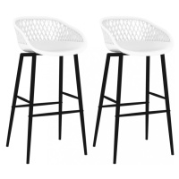 Barové židle 2 ks plast / kov Dekorhome Bílá / hnědá,Barové židle 2 ks plast / kov Dekorhome Bíl
