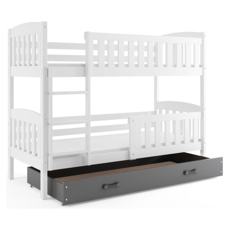 BMS Dětská patrová postel KUBUŠ | bílá Barva: bílá / šedá, Rozměr: 190 x 80 cm