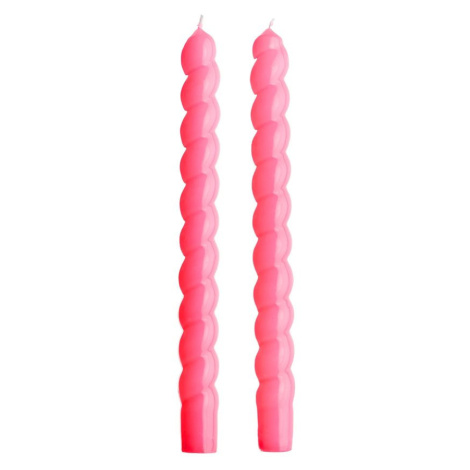 TWISTED Sada lesklých svíček 2 ks 25,5 cm - růžová