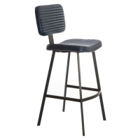 Tmavě modrá kožená barová židle 103 cm Masana – Light & Living