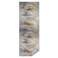 Pratelný běhoun v šedé a zlaté barvě 80x200 cm Golden Feathers – Mila Home