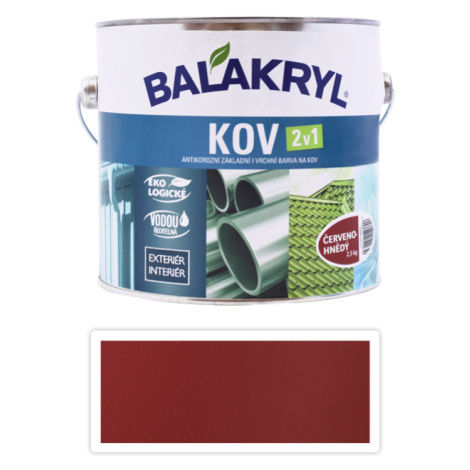 BALAKRYL Kov 2v1 - vodou ředitelná antikorozní barva na kov 2,5 l Červenohnědá 0840