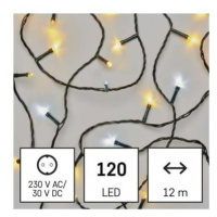 Emos LED vánoční řetěz, 12 m, venkovní i vnitřní, Teplá bílá/Studená bílá bílá, časovač D4AN05