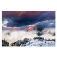 Fotografie Dramatic dawn in winter mountains in the Alps, Anton Petrus, 40 × 26.7 cm