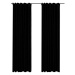SHUMEE Zatemňovací závěsy s háčky vzhled lnu, 2 ks, 140 × 245 cm, černé