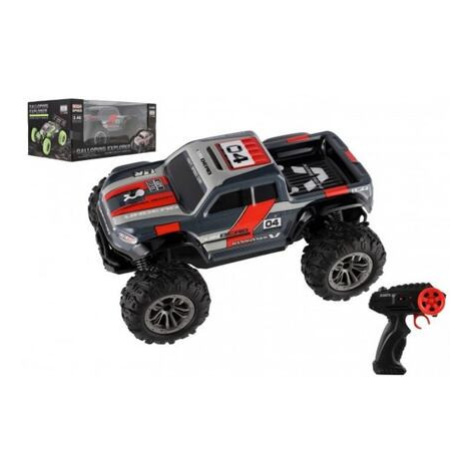 Auto RC pick up terénní plast 25cm 2,4GHZ na baterie šedo-červený v krabici Teddies