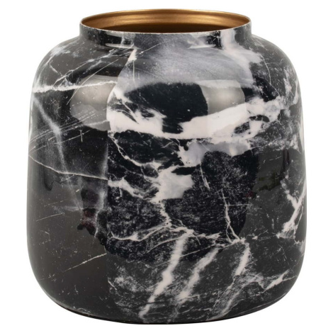 Černo-bílá železná váza PT LIVING Marble, výška 12,5 cm
