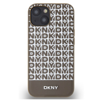 Zadní kryt DKNY PU Leather Repeat Pattern Bottom Stripe MagSafe pro Apple iPhone 13, hnědá