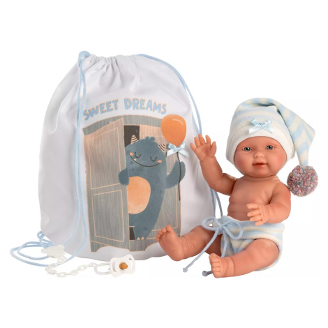 Llorens 26313 NEW BORN CHLAPEČEK - realistická panenka miminko s celovinylovým tělem - 26 cm